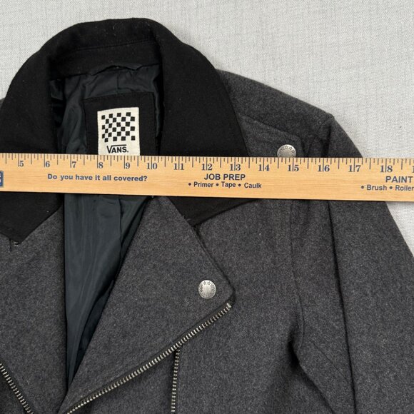 Vans Pike Moto Wool Blend Jacket Charcoal Gray Full Zip Front Size L Large - Picture 7 of 15